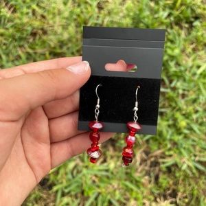 Red glass beaded Earrings